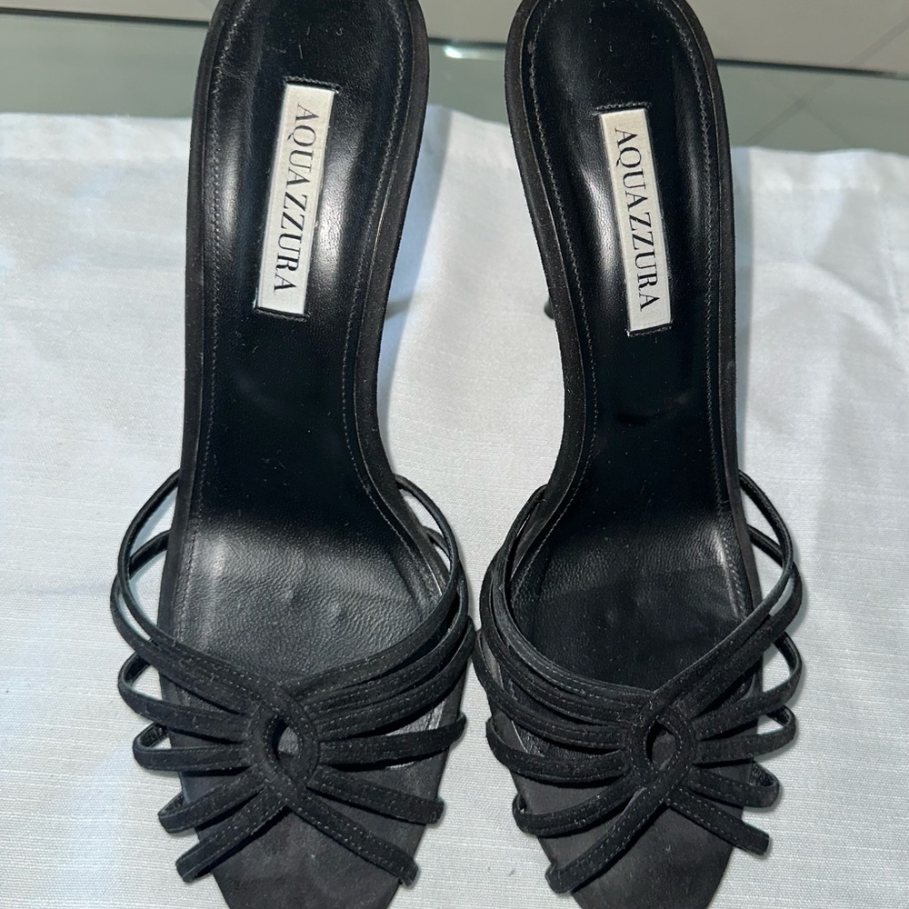 Aquazzura FLOW 105MM MULES IN BLACK - Picture 4 of 8